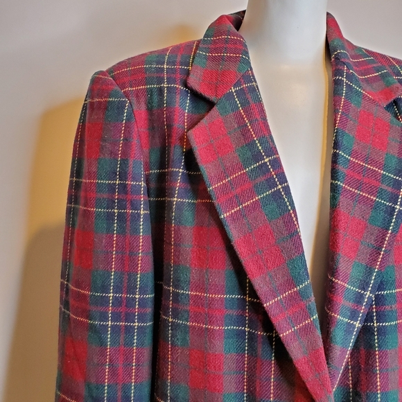 Sag Harbor Plaid Christmas Blazer Wool Blend - Picture 3 of 6
